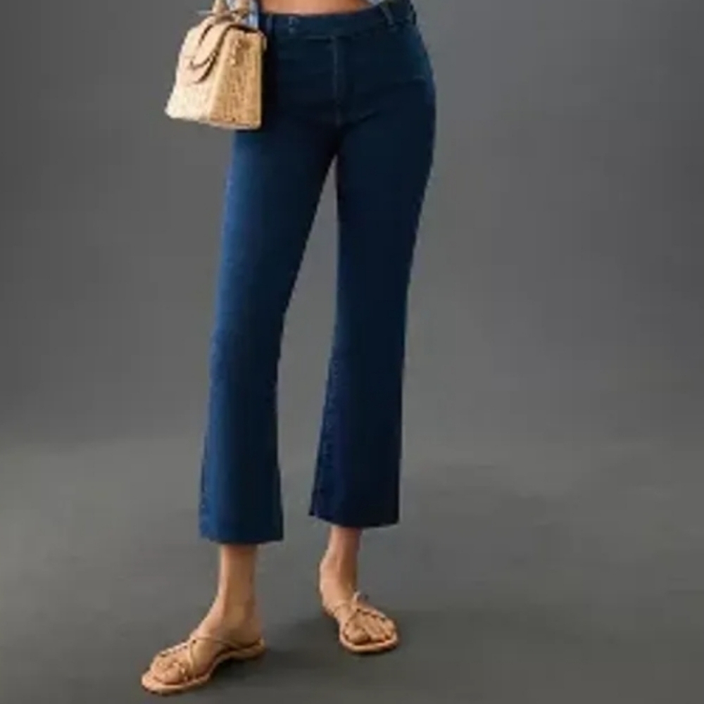 Pilcro Anthropologie Mid Rise Crop Flare Trouser Jeans